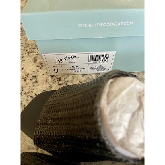 Seychelles Raffia Heeled Mules Adapt Black Raffia‎ SIZE 9 NIB - Picture 8 of 9